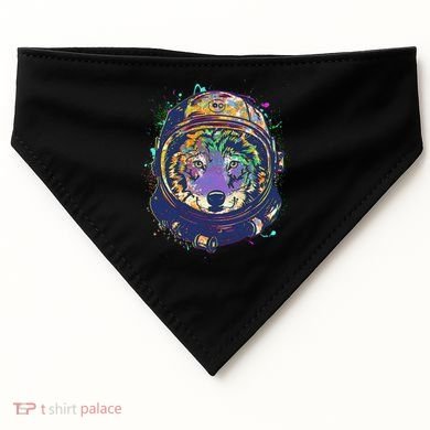Colorful Paint Splat Astronaut Wolf USA-Made Doggie Bandana