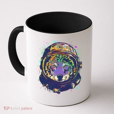 Colorful Paint Splat Astronaut Wolf Coffee Mug