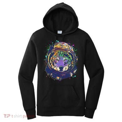 Colorful Paint Splat Astronaut Wolf Women's Hoodie