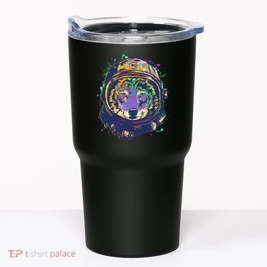 Colorful Paint Splat Astronaut Wolf Tumbler