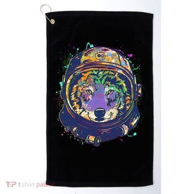 Colorful Paint Splat Astronaut Wolf Golf Towel