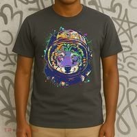 Colorful Paint Splat Astronaut Wolf T-Shirt thumb 3