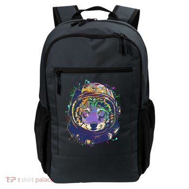 Colorful Paint Splat Astronaut Wolf Backpack