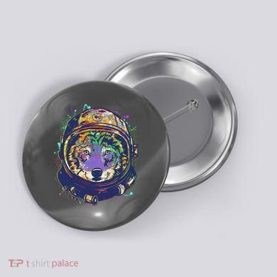 Colorful Paint Splat Astronaut Wolf Button