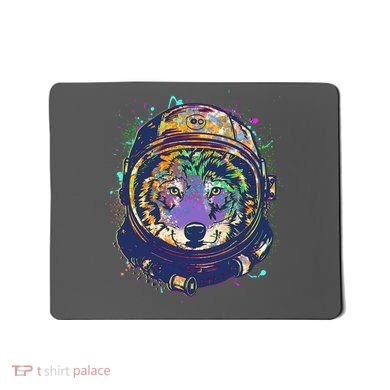 Colorful Paint Splat Astronaut Wolf Mousepad