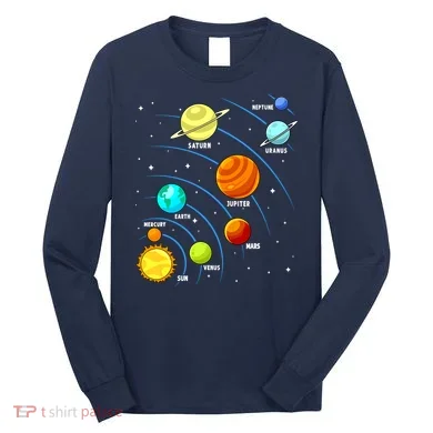 Colorful Planets Solar Systemss Boy Space Science Long Sleeve Shirt