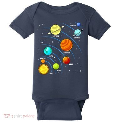 Colorful Planets Solar Systemss Boy Space Science Baby Bodysuit