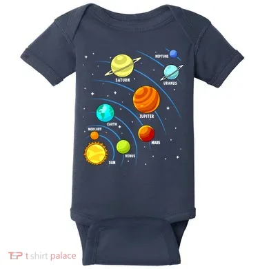 Colorful Planets Solar Systemss Boy Space Science Baby Bodysuit