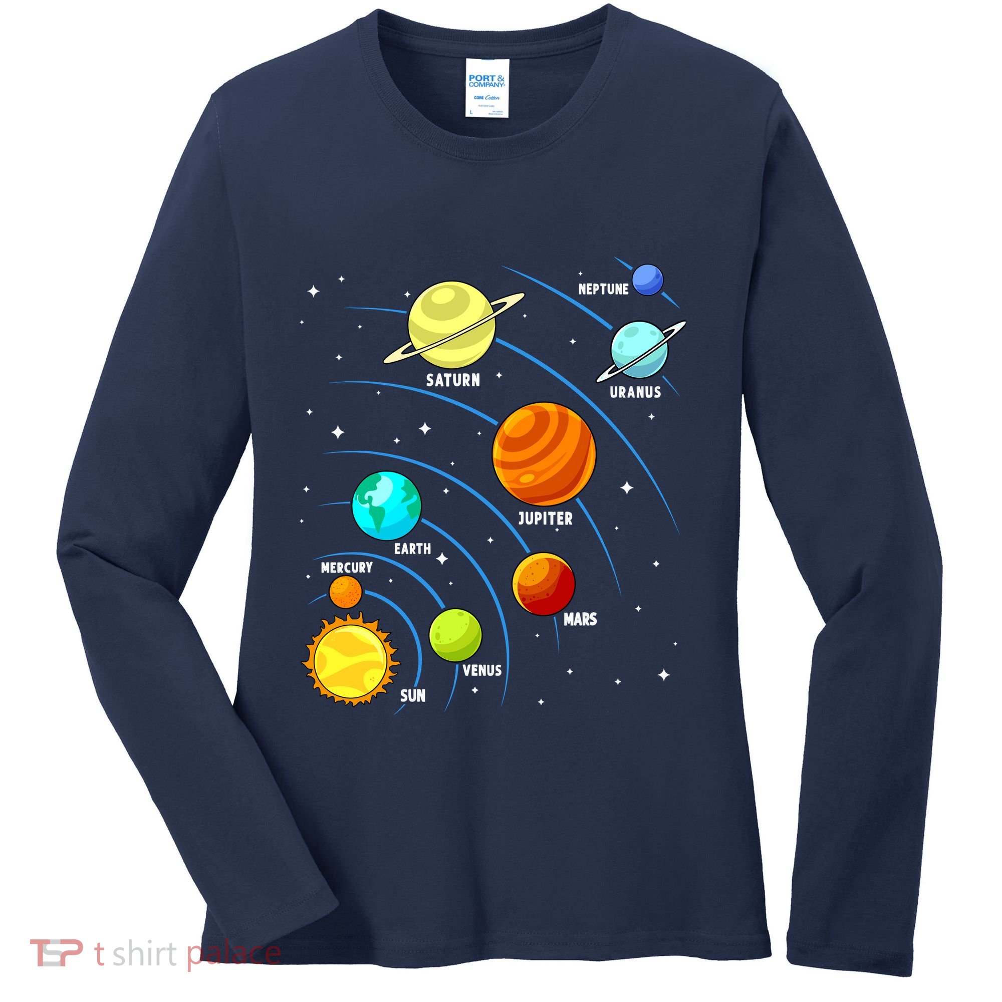 Colorful Planets Solar Systemss Boy Space Science Women's Long Sleeve Shirt