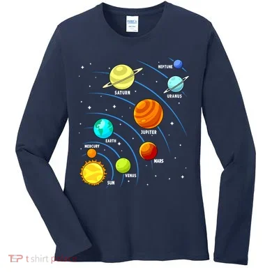 Colorful Planets Solar Systemss Boy Space Science Women's Long Sleeve Shirt