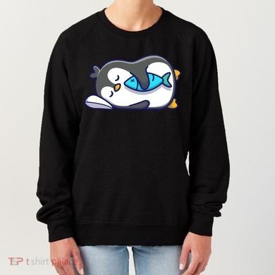 Cute Penguin Sleeping With Fish Women's Sweatshirt
