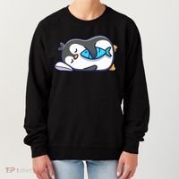 Cute Penguin Sleeping With Fish Women's Sweatshirt thumb 0