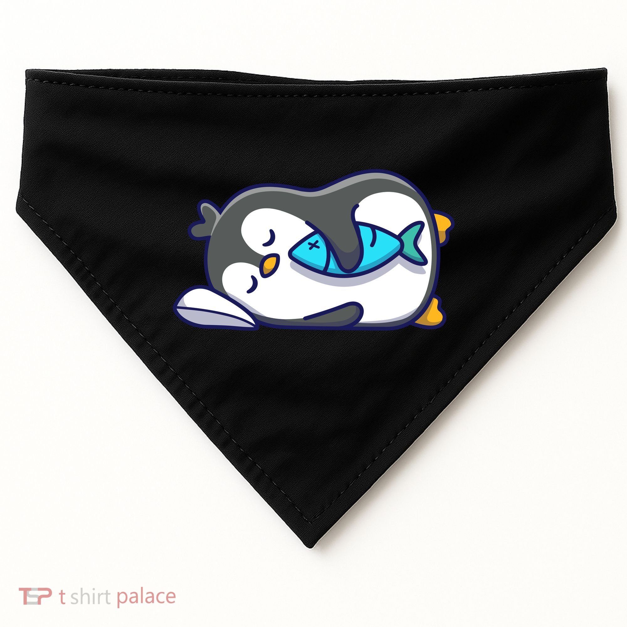 Cute Penguin Sleeping With Fish USA-Made Doggie Bandana