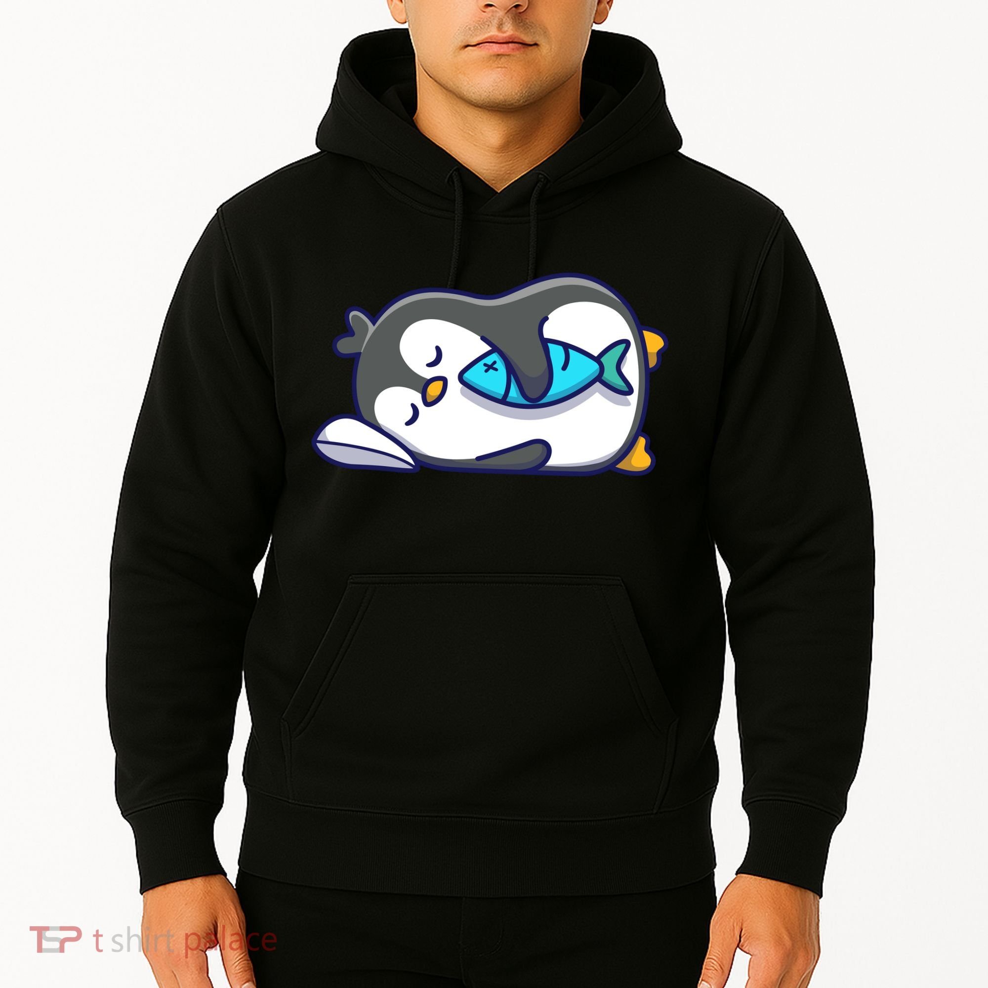 Cute Penguin Sleeping With Fish Hoodie