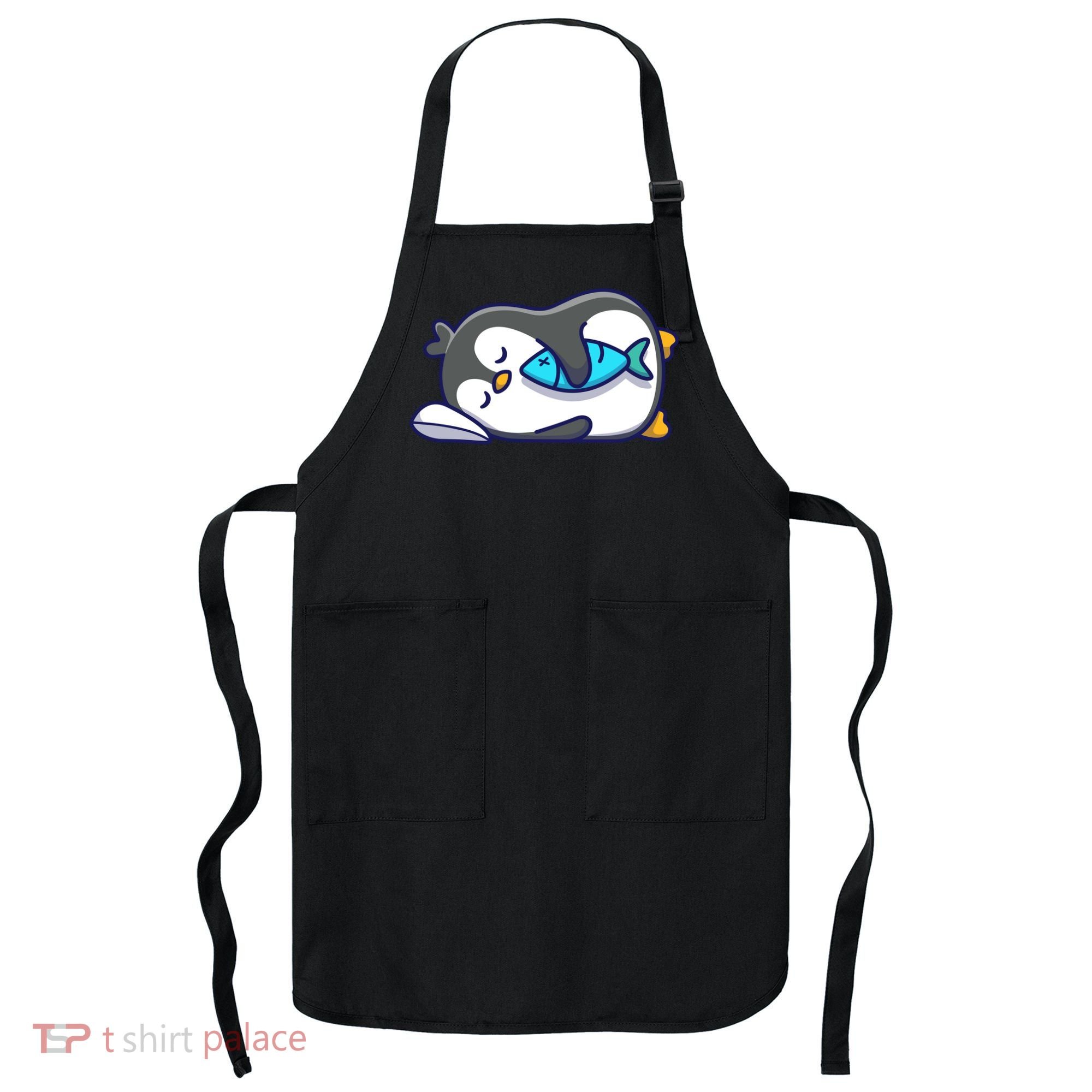 Cute Penguin Sleeping With Fish Apron
