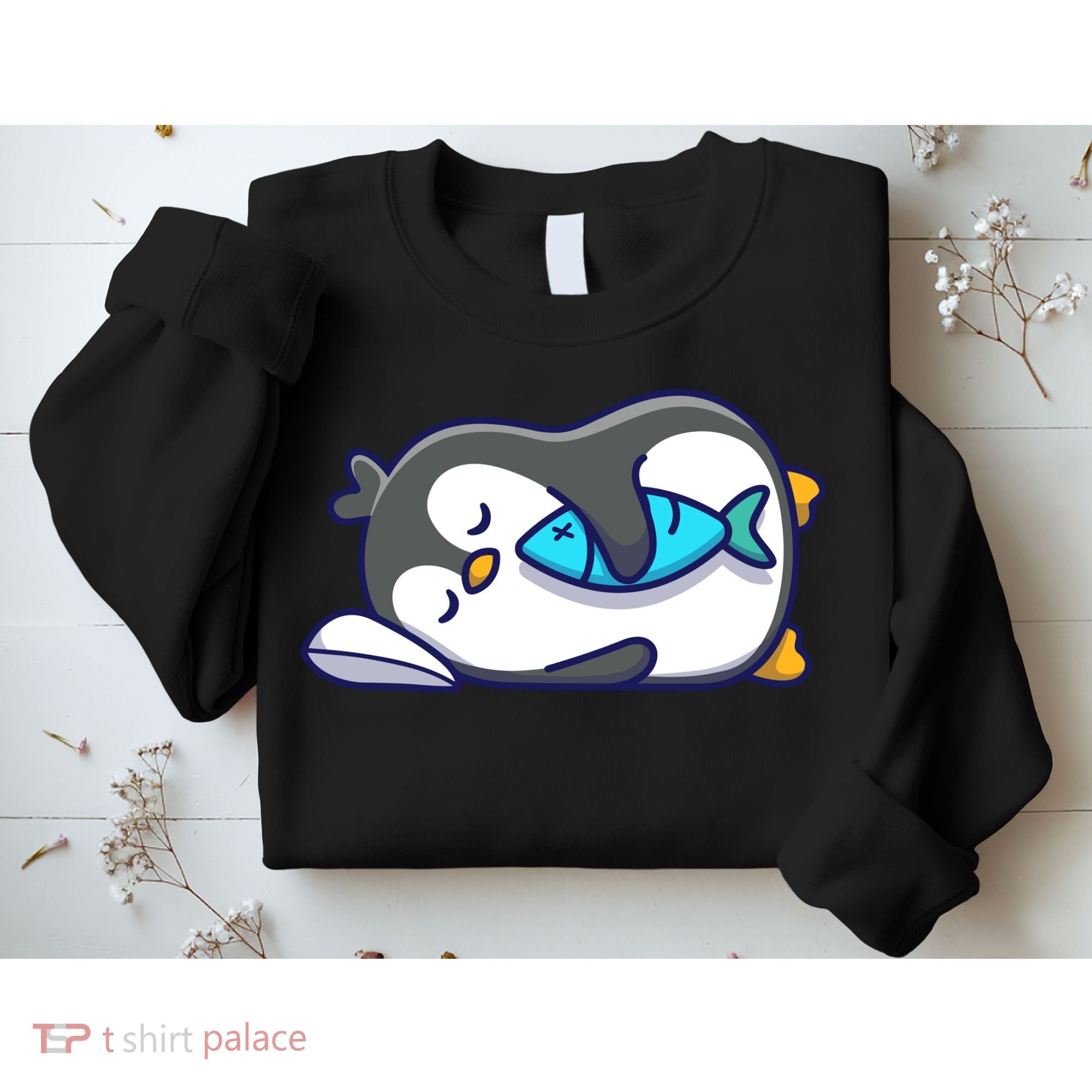 Cute Penguin Sleeping With Fish Sweatshirt