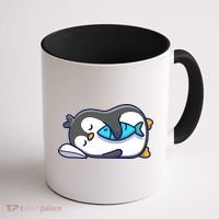 Cute Penguin Sleeping With Fish Coffee Mug thumb 1