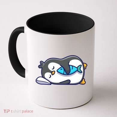 Cute Penguin Sleeping With Fish Coffee Mug