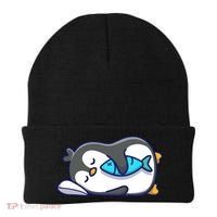 Cute Penguin Sleeping With Fish Beanie thumb 0