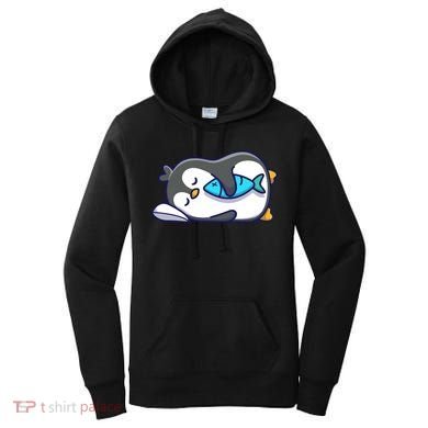 Cute Penguin Sleeping With Fish Women's Hoodie