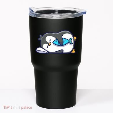 Cute Penguin Sleeping With Fish Tumbler