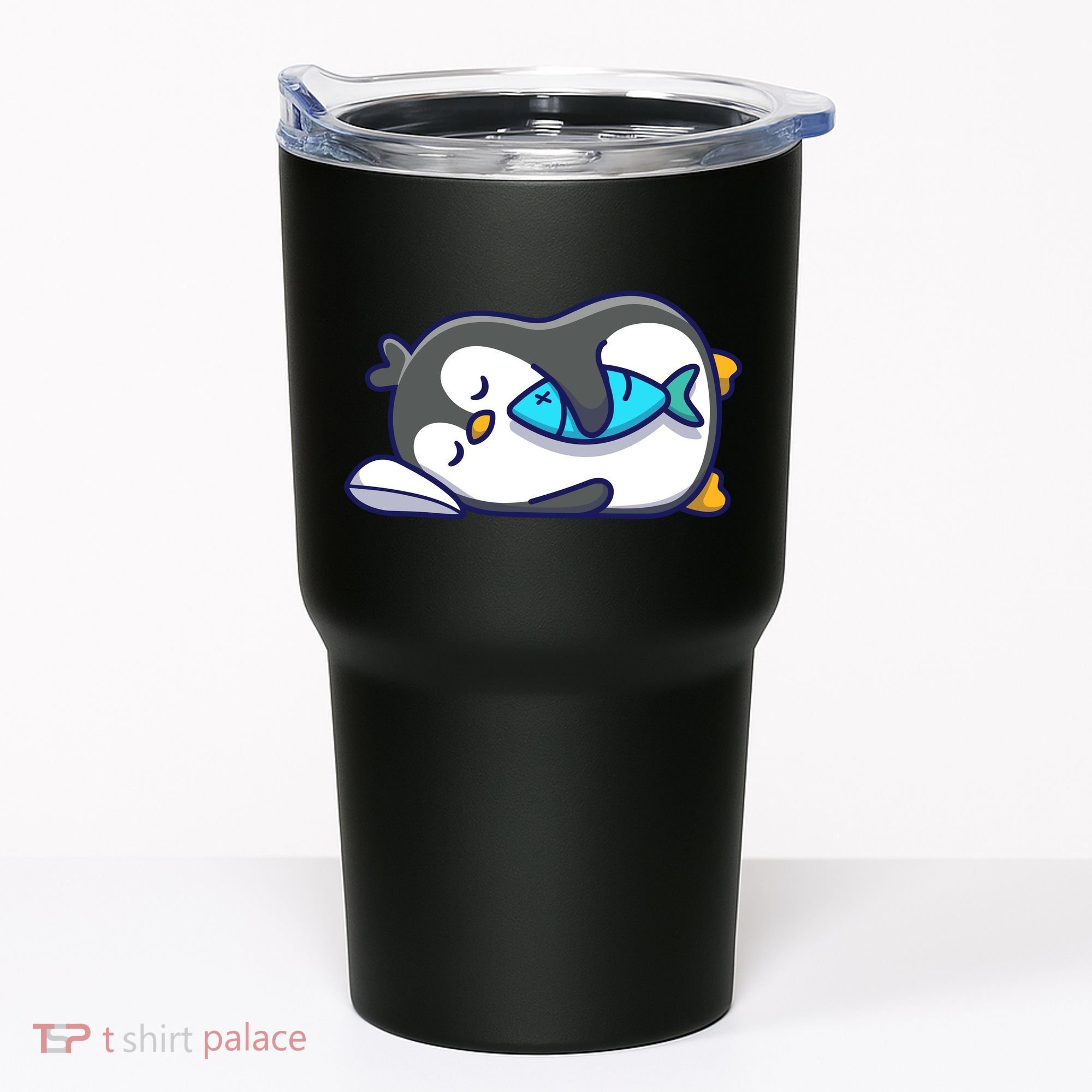 Cute Penguin Sleeping With Fish Tumbler