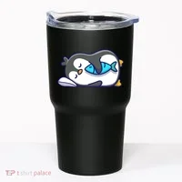 Cute Penguin Sleeping With Fish Tumbler thumb 0