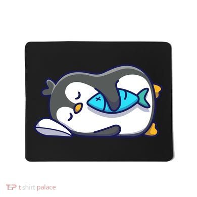 Cute Penguin Sleeping With Fish Mousepad