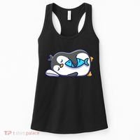 Cute Penguin Sleeping With Fish Women's Tank Top thumb 0