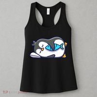 Cute Penguin Sleeping With Fish Women's Tank Top thumb 3