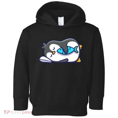 Cute Penguin Sleeping With Fish Toddler Hoodie