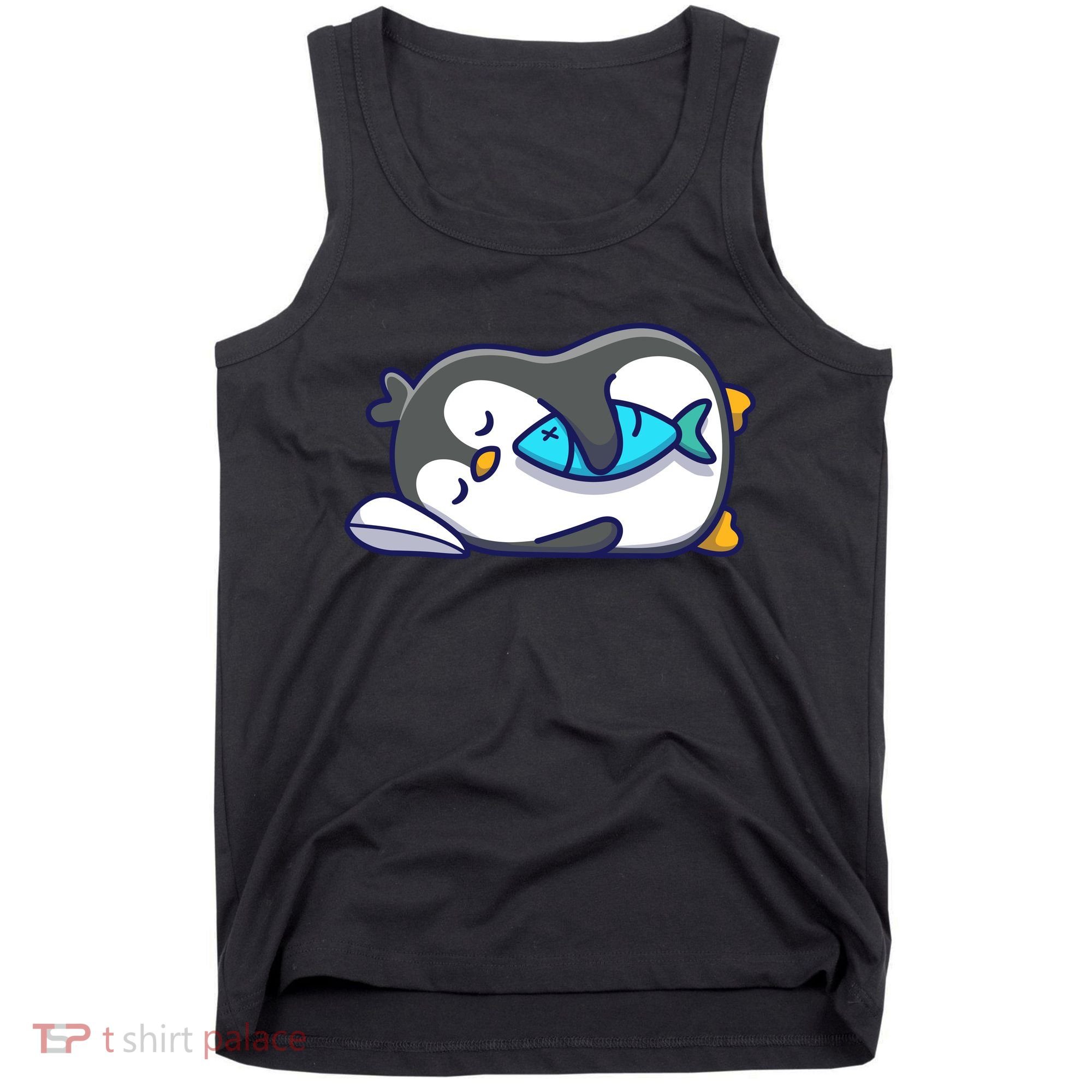 Cute Penguin Sleeping With Fish Tank Top