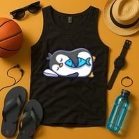 Cute Penguin Sleeping With Fish Tank Top thumb 4