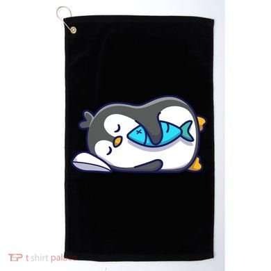 Cute Penguin Sleeping With Fish Golf Towel
