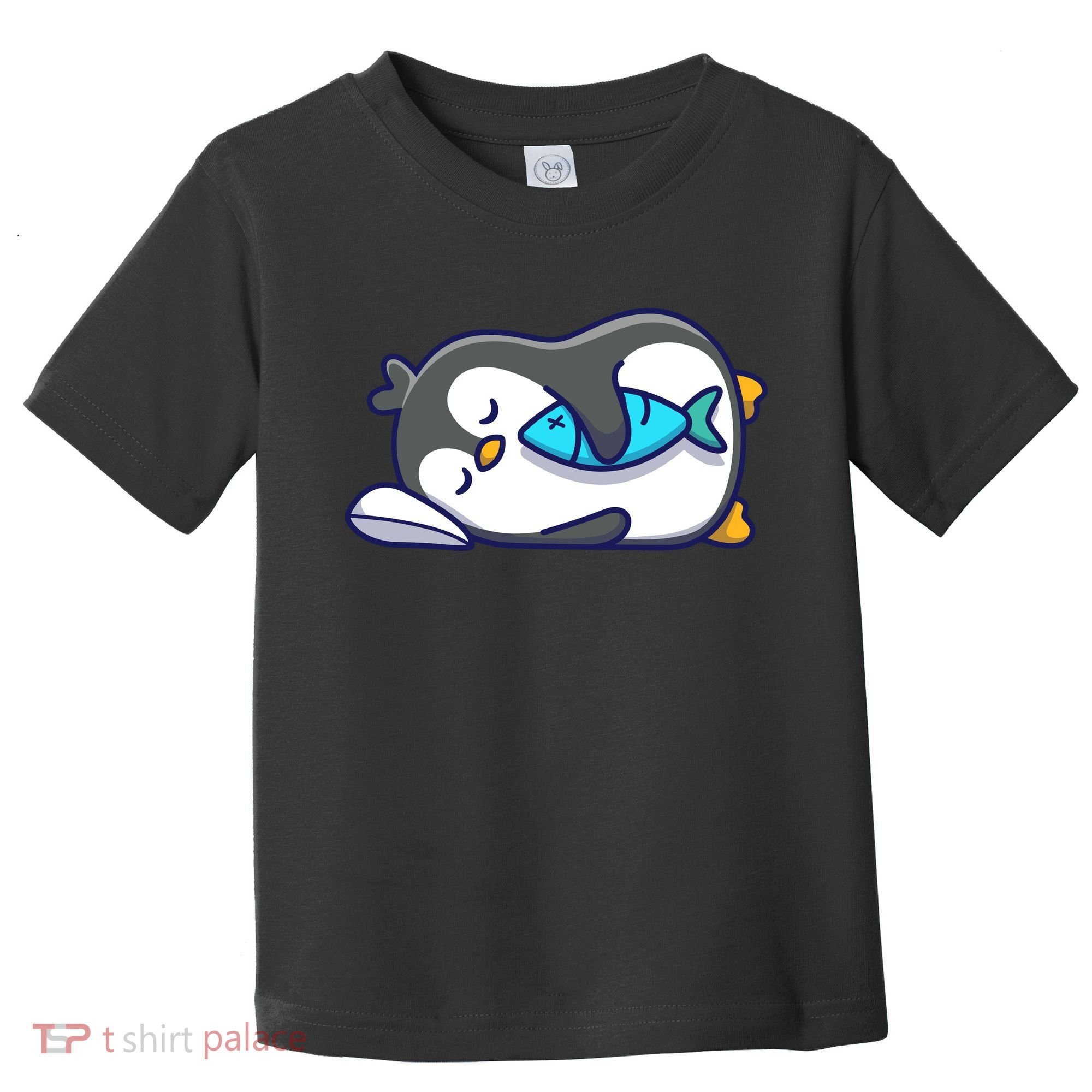 Cute Penguin Sleeping With Fish Toddler T-Shirt