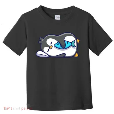 Cute Penguin Sleeping With Fish Toddler T-Shirt