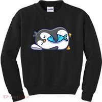 Cute Penguin Sleeping With Fish Kids Sweatshirt thumb 0