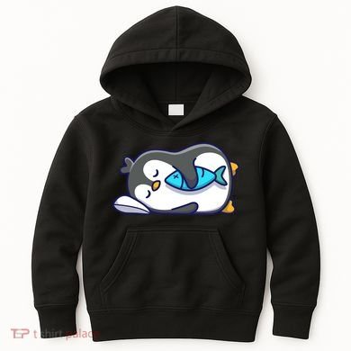 Cute Penguin Sleeping With Fish Kids Hoodie