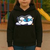 Cute Penguin Sleeping With Fish Kids Hoodie thumb 3