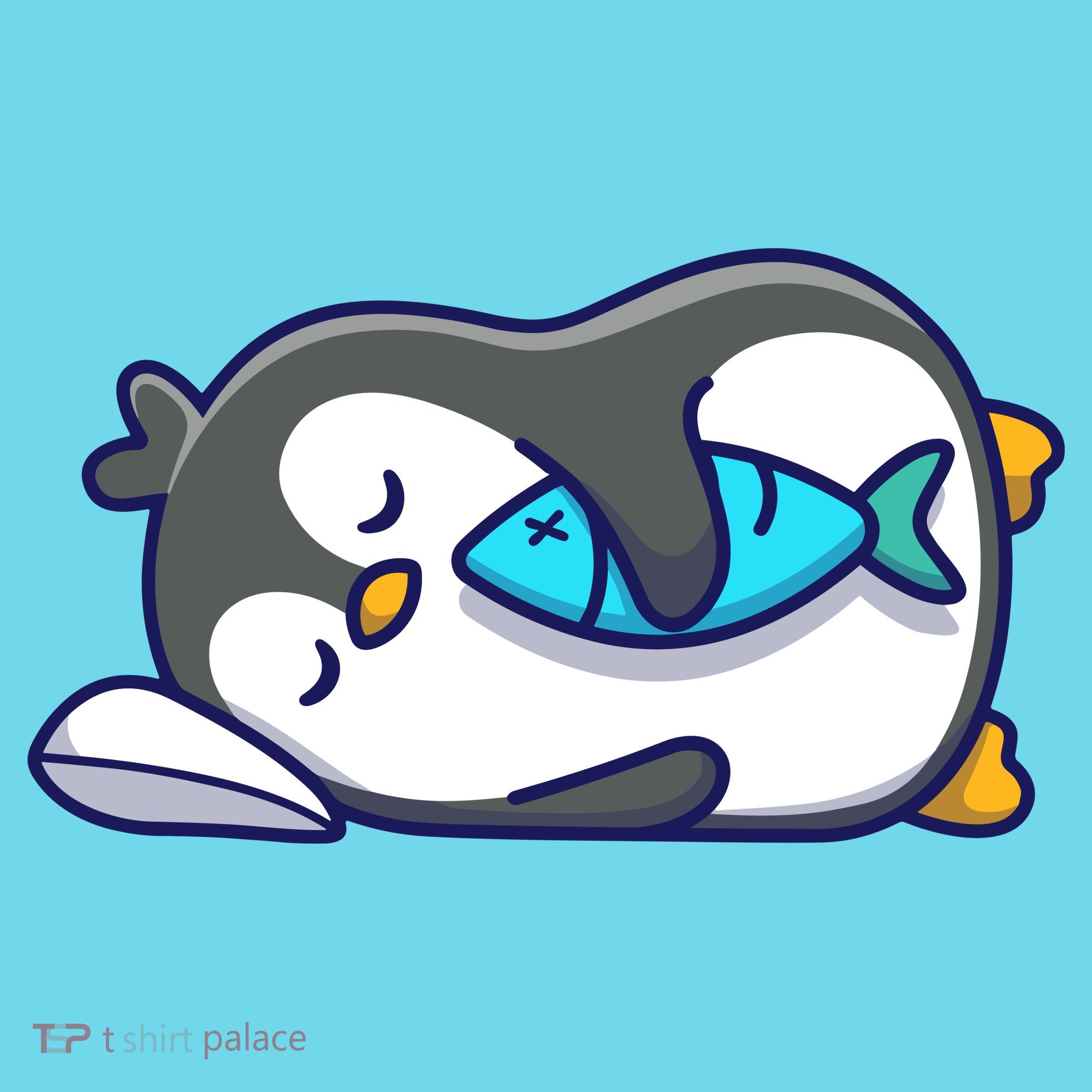 Cute Penguin Sleeping With Fish Long Sleeve Shirt