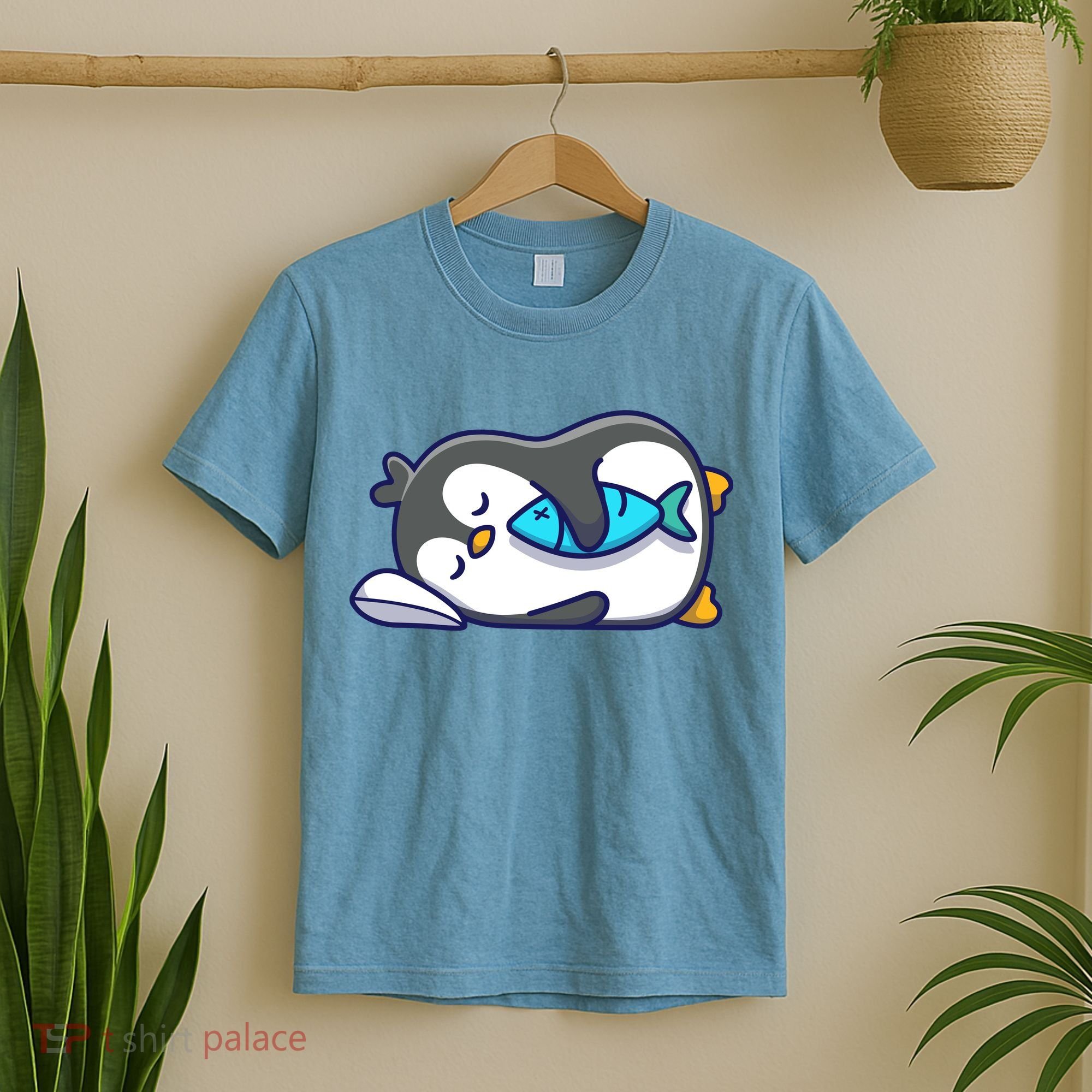 Cute Penguin Sleeping With Fish T-Shirt