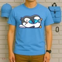 Cute Penguin Sleeping With Fish T-Shirt thumb 5