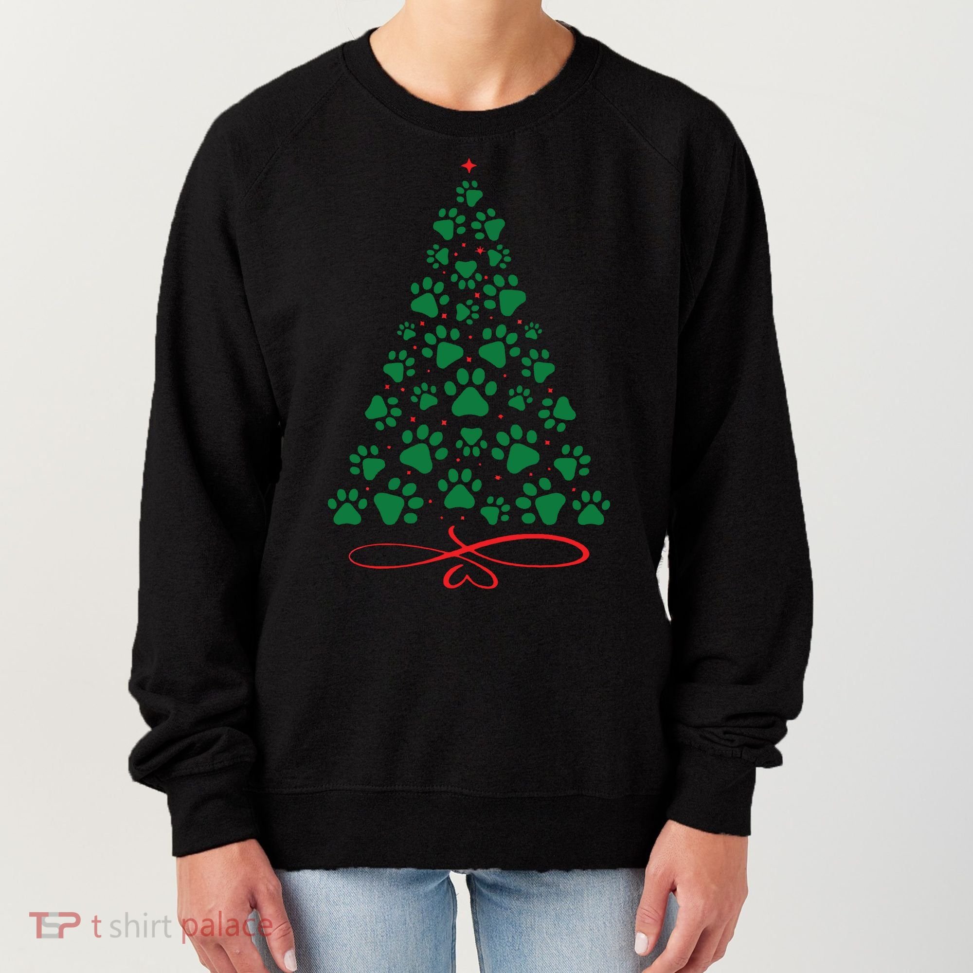 Christmas Paw Tree Christmas Dog Paw Christmas Tree Women's Sweatshirt