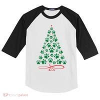 Christmas Paw Tree Christmas Dog Paw Christmas Tree Kids Colorblock Raglan Jersey thumb 0
