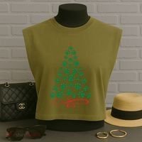 Christmas Paw Tree Christmas Dog Paw Christmas Tree Garment-Dyed Women's Muscle Tee thumb 3