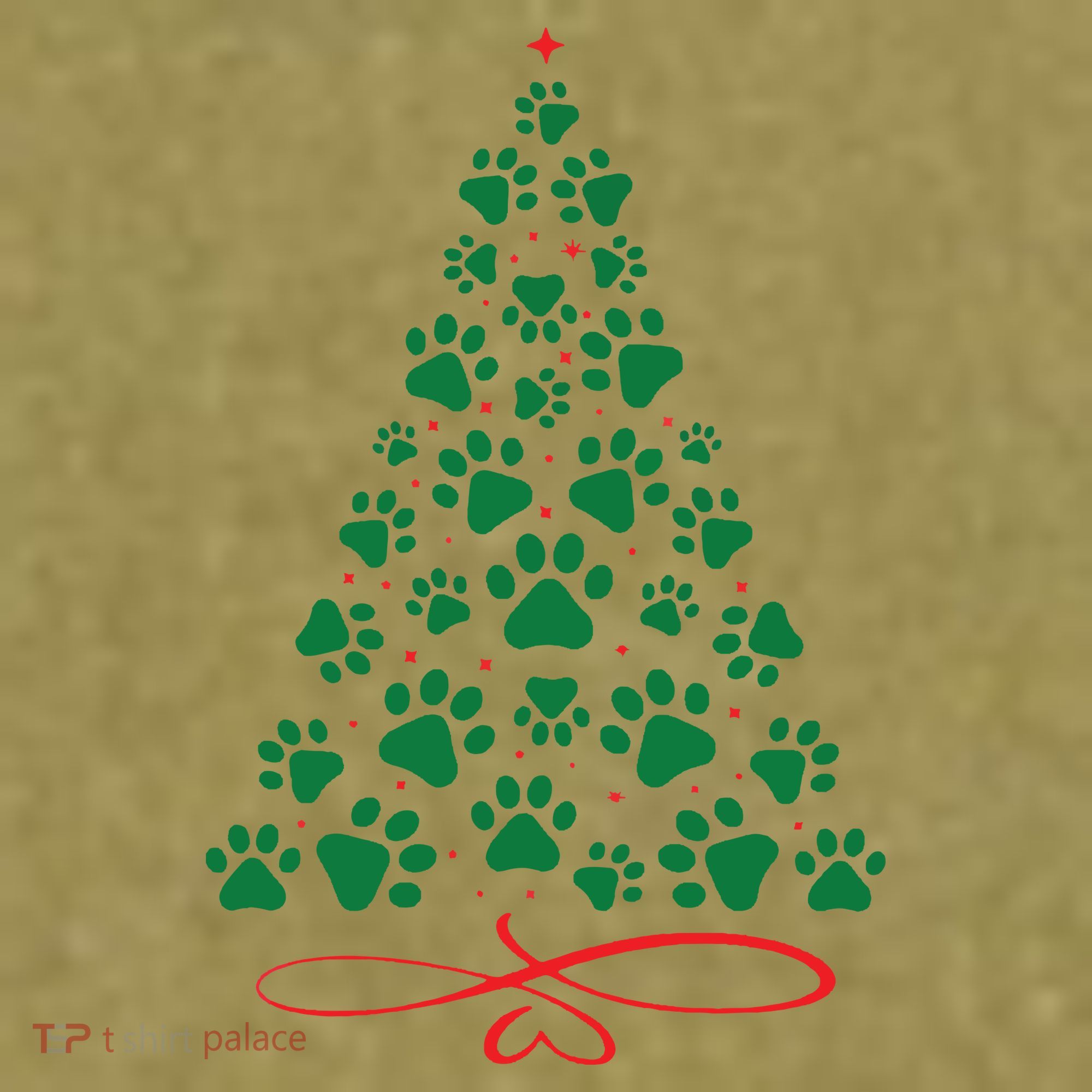 Christmas Paw Tree Christmas Dog Paw Christmas Tree Garment-Dyed Women's Muscle Tee