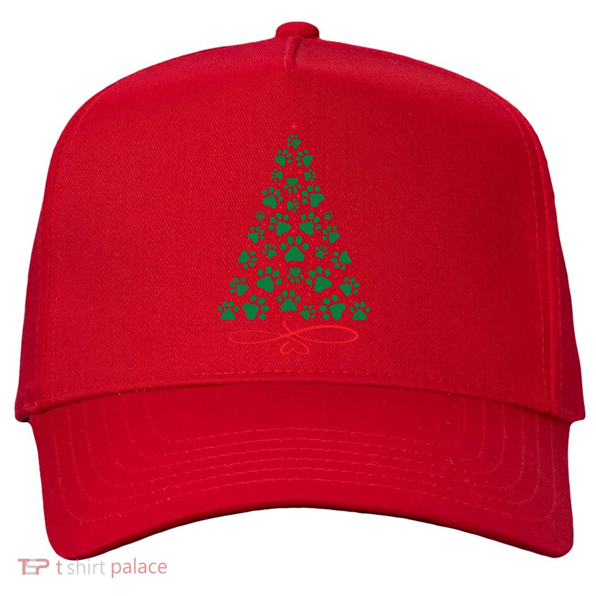 Christmas Paw Tree Christmas Dog Paw Christmas Tree Five-Panel Snapback Cap