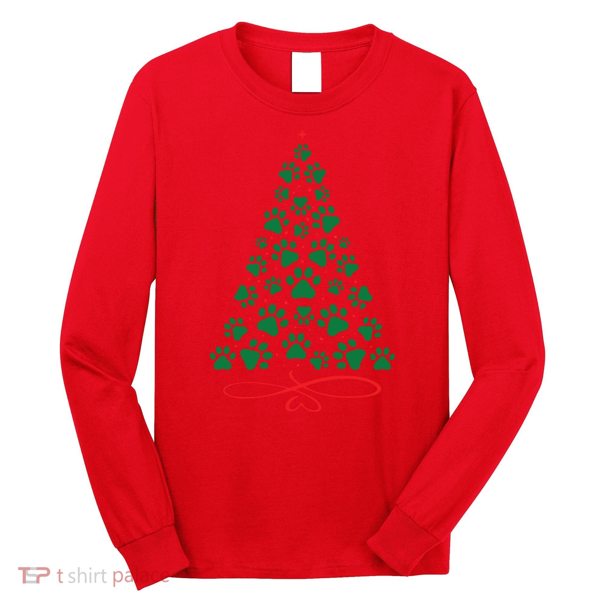 Christmas Paw Tree Christmas Dog Paw Christmas Tree Long Sleeve Shirt