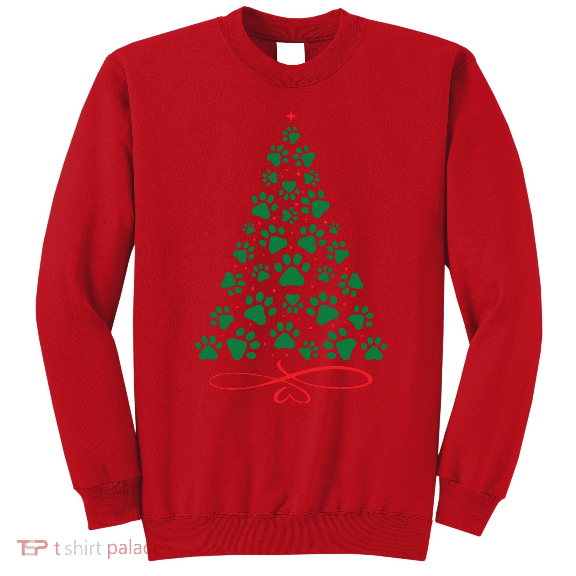 Christmas Paw Tree Christmas Dog Paw Christmas Tree Sweatshirt