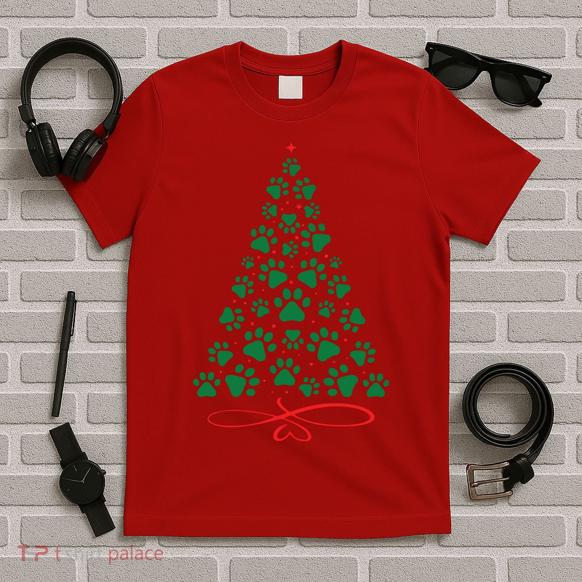 Christmas Paw Tree Christmas Dog Paw Christmas Tree T-Shirt